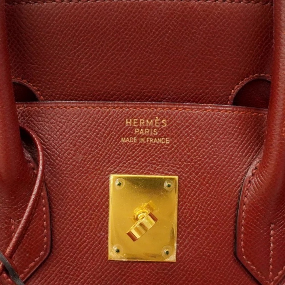 Authentic HERMES BIRKIN 35 Courchevel Rouge H burgundy leather bag - Picture 13 of 15